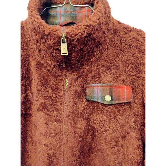 Pendleton Sherpa Wool Teddy Full Zip Fleece Jacket Maroon Womens Size Small - Picture 2 of 8